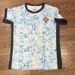 Portugal Ronaldo Kids Blue Graphic Jersey